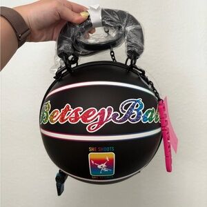 Betsey Johnson Black Crossbody Bag with Rainbow Lettering